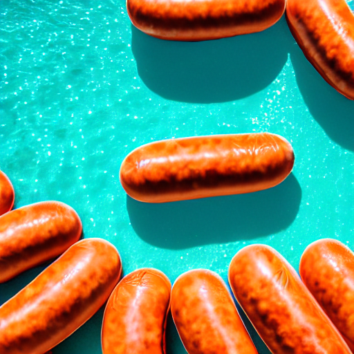 Bacterias or sausages floating above the sea