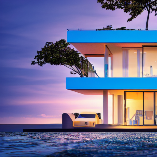 Stable Diffusion prompt: A modern flat roof house by the - PromptHero