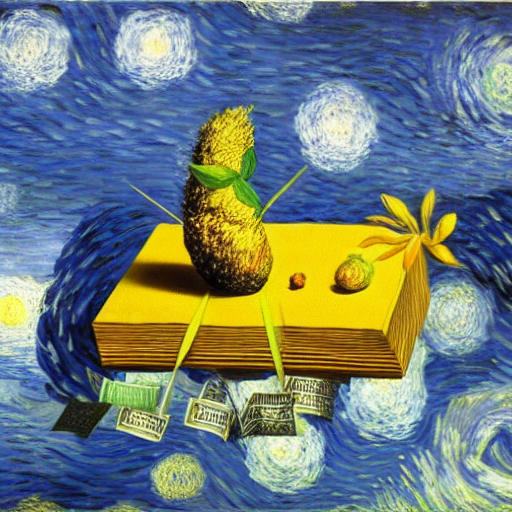 A person standing on top of a lot of money next to a large flower by Rene Magritte surrealist by Vincent van Gogh by Rem