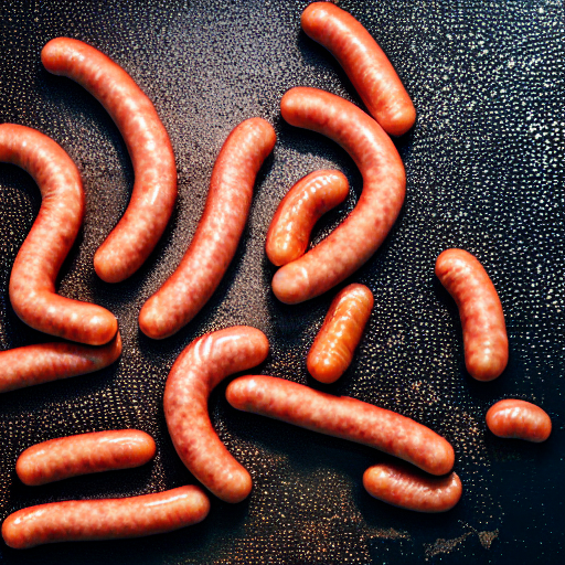 Bacterias or sausages floating above the sea