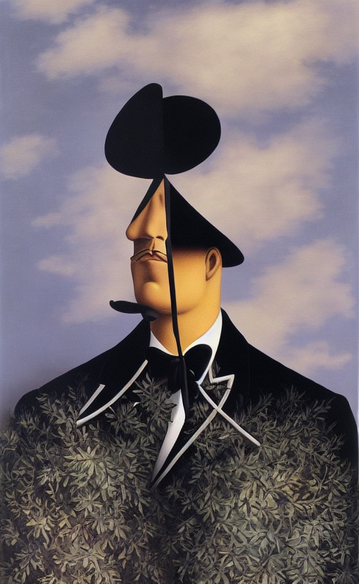 A man in a tuxedo  by Rene Magritte surrealist
