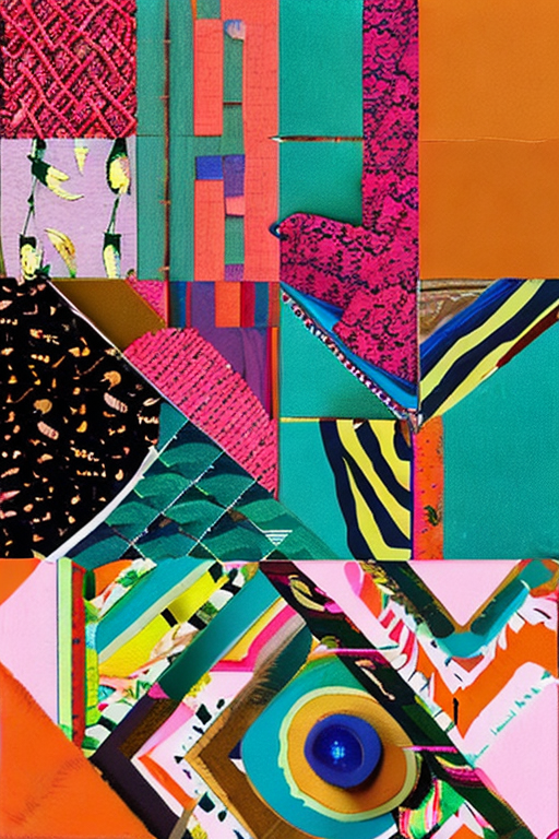 AI generated art representing "Generate a vibrant and eclectic collage in the maximalist style, incorporating bold patterns, unique textures, and a variety of colors. The composition should express your unique personality and embrace the chaos of life as a sign of growth and discovery."