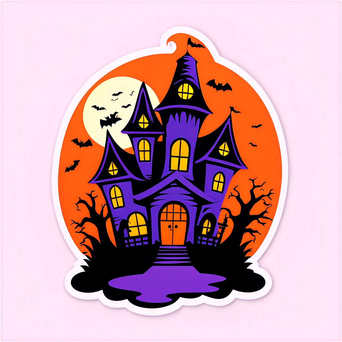 with a haunted house halloween stickers