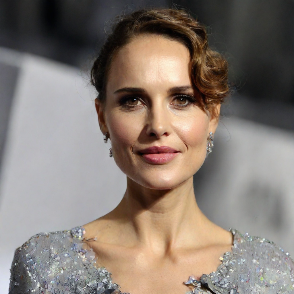 front shot, photo of natalie portman looks at viewer, cinematic shot