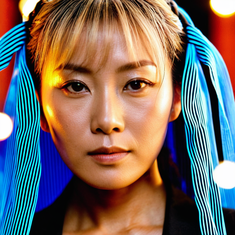 front shot, actor photo of a Asian woman  looks at viewer, cinematic shot