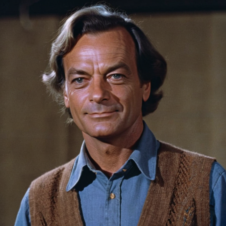 front shot, actor photo of a Richard Feynman you  looks at viewer, cinematic shot