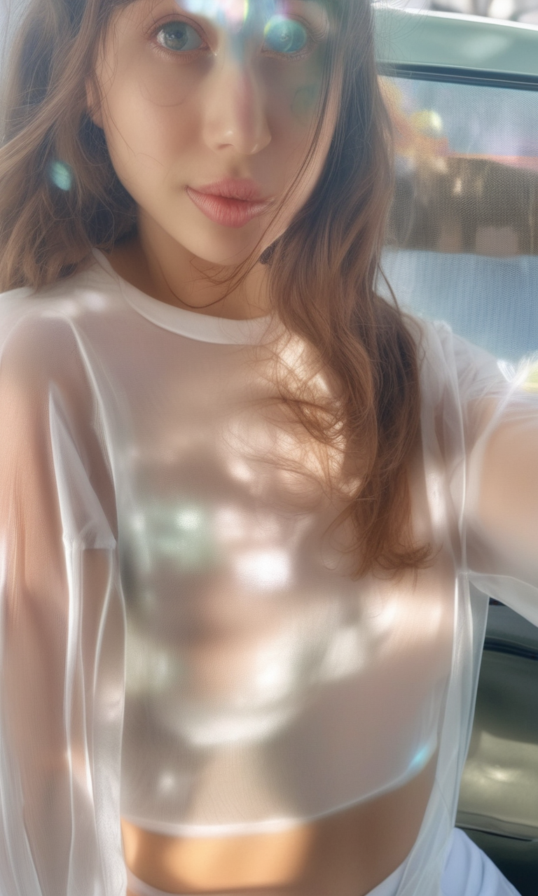 Transparent shirt cute as heck, realistic, HD color photograph