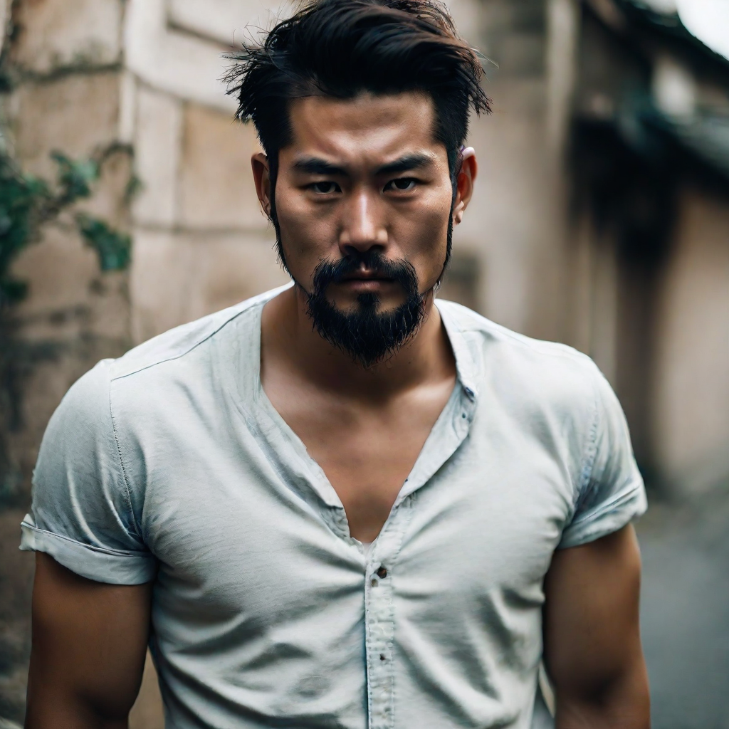 front shot, photo of asian looks at viewer, cinematic shot