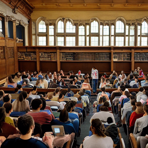 a ghost teaching literature to many students in a large old ivy league university lecture hall