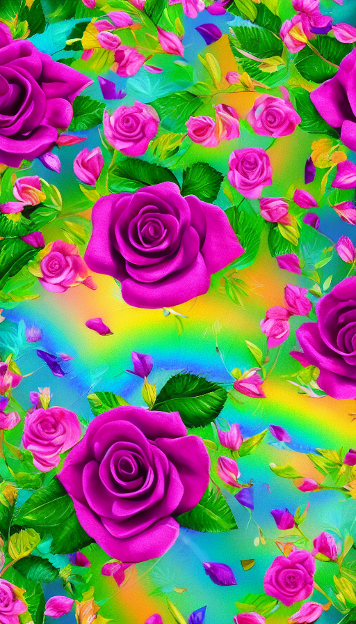 Rose decorated with rainbow colors