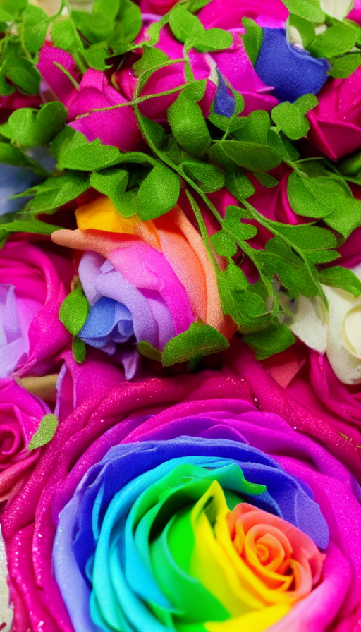 Rose decorated with rainbow colors 