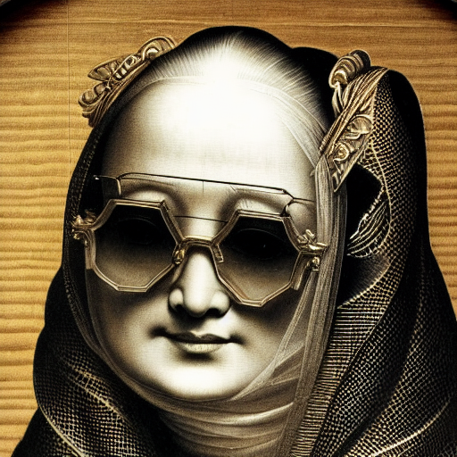Asian artist lady with cool glasses by da Vinci