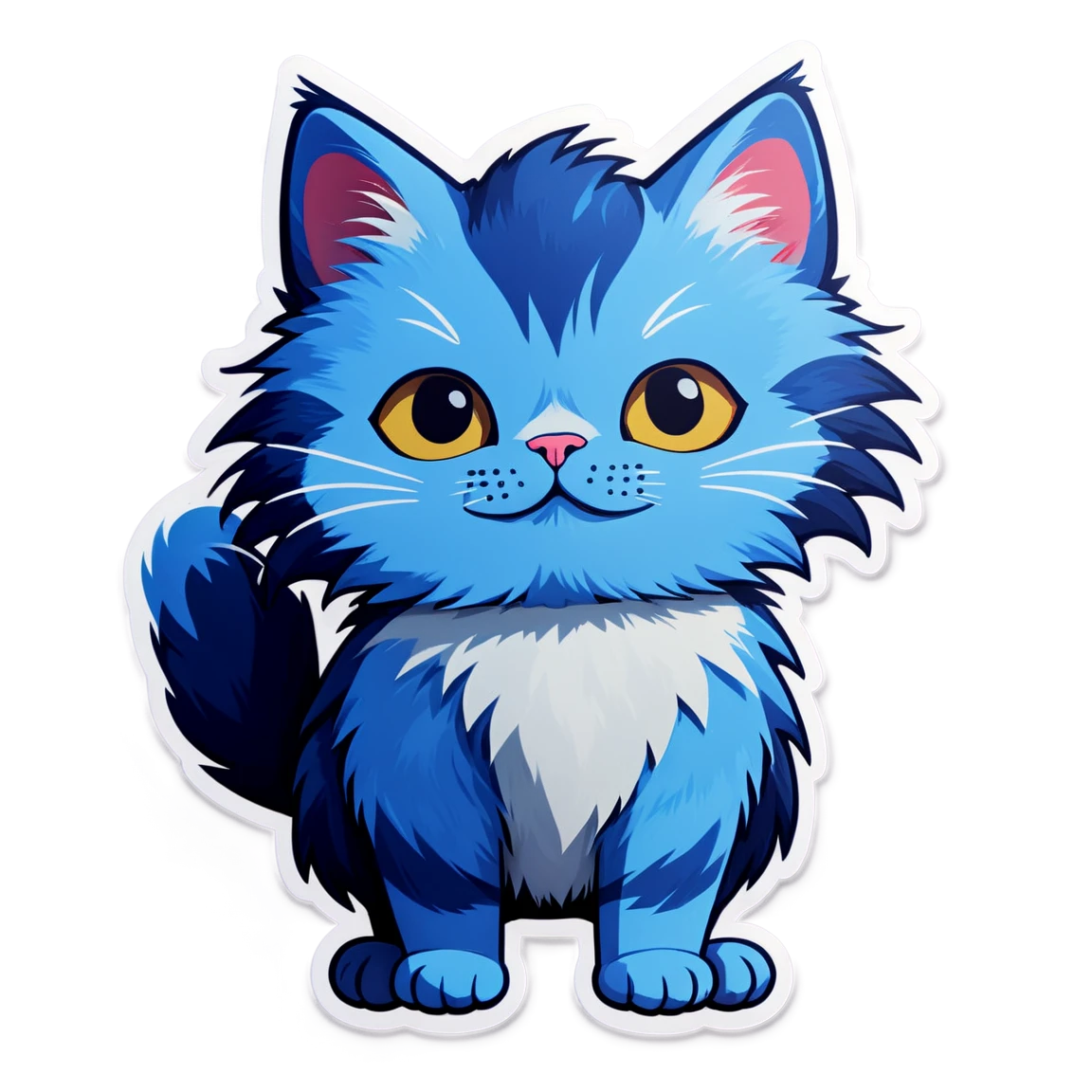 with blue fur cat stickers