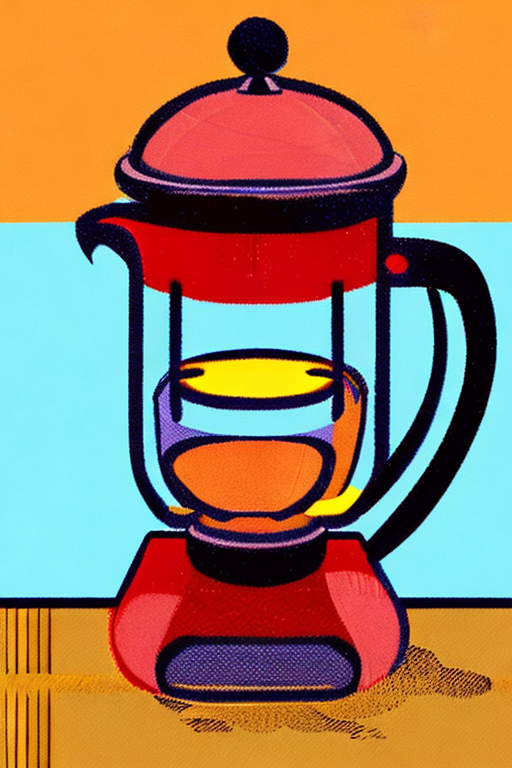 AI generated art representing "cafetiere, beautiful, sunny, summer morning."