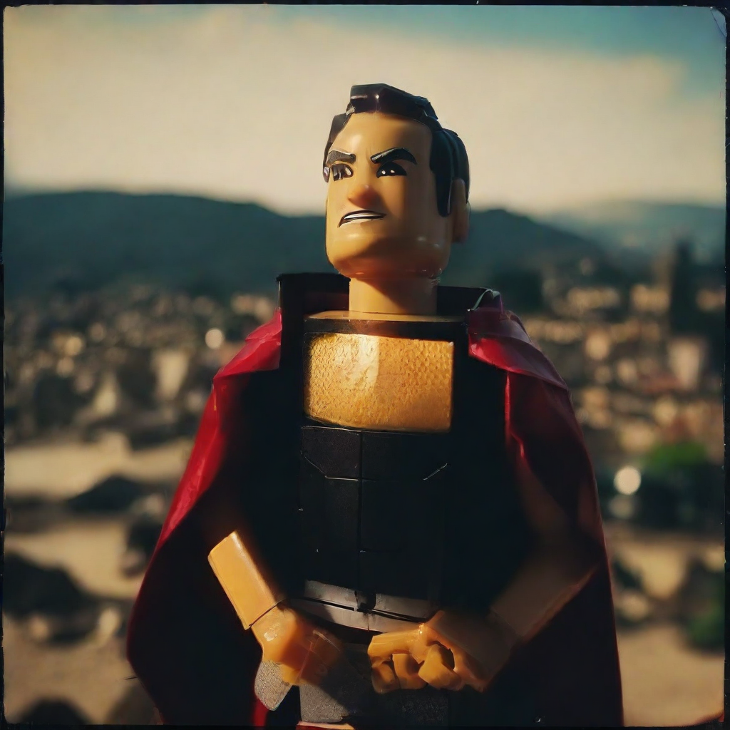 front shot, photo of Lego  looks at viewer, cinematic shot