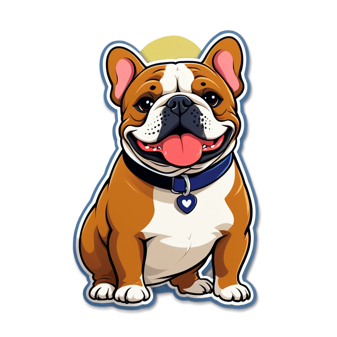 france buldog , wearing a collar dog stickers