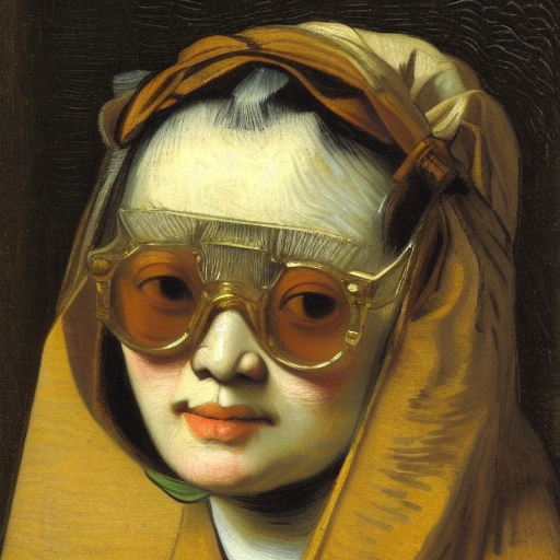 young Asian lady with cool glasses  by Rembrandt by Vincent Van Gogh