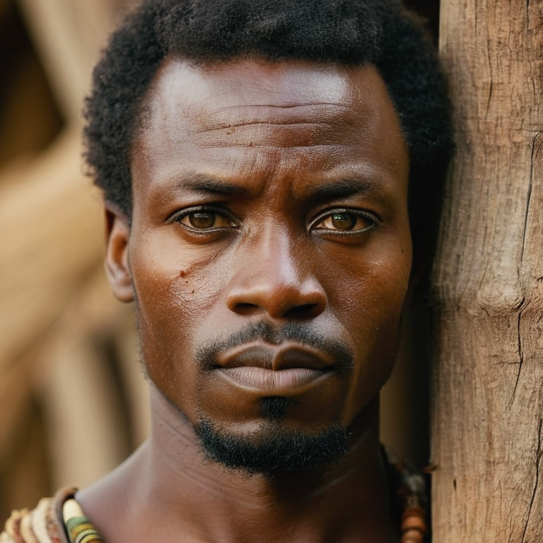front shot, actor photo of a African  looks at viewer, cinematic shot