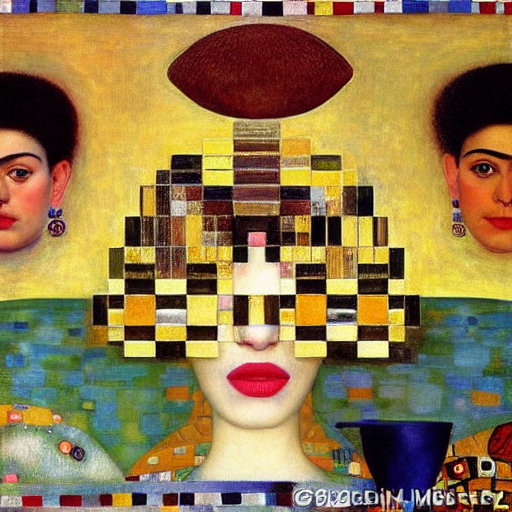 by Gustav Klimt by Frida Kahlo by Frida Kahlo by Gustav Klimt by Georges Seurat by da Vinci by Georgia O'Keeffe by Norma