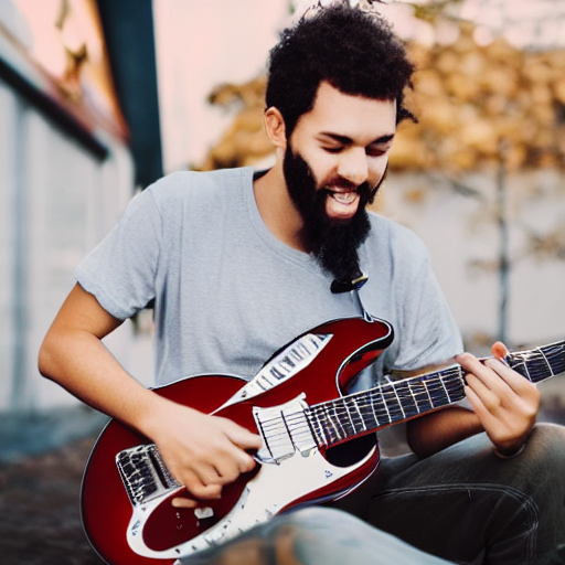 Stable Diffusion prompt: Man playing electric guitar - PromptHero