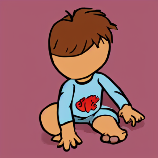 Stable Diffusion prompt: Cartoon baby sitting on the - PromptHero