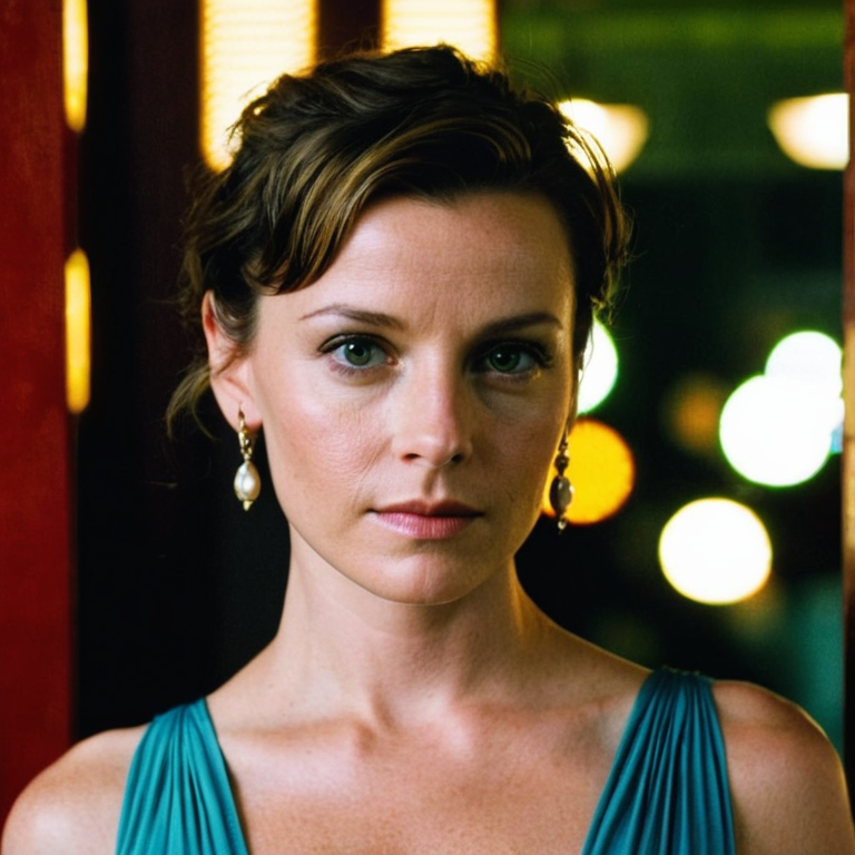 front shot, actor photo of a Woman  looks at viewer, cinematic shot