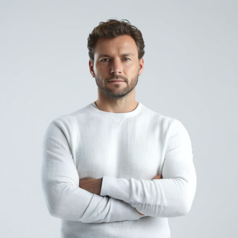 white background, front shot studio 3D render of personal exploration  looks at viewer, cinematic shot