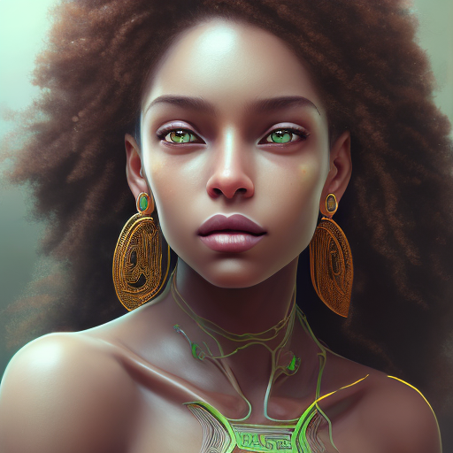 Openjourney Prompt: Female, Brown Skin, Stunning, Curly - Prompthero