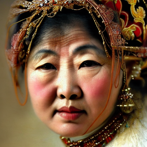 Asian woman, by rembrandt, realistic, HD color photograph