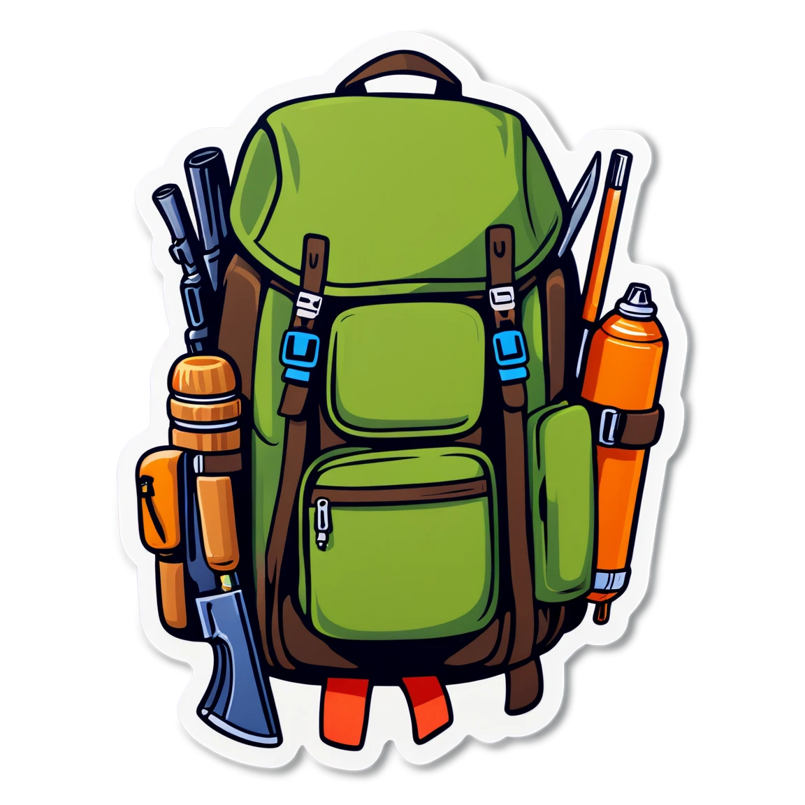 with a backpack hunting stickers