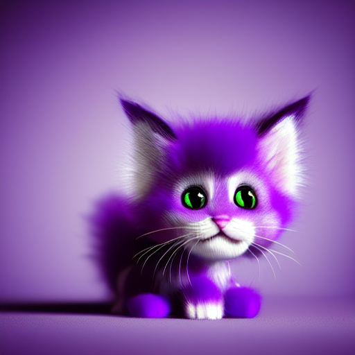 Stable Diffusion prompt: Very cute fluffy purple kitten - PromptHero