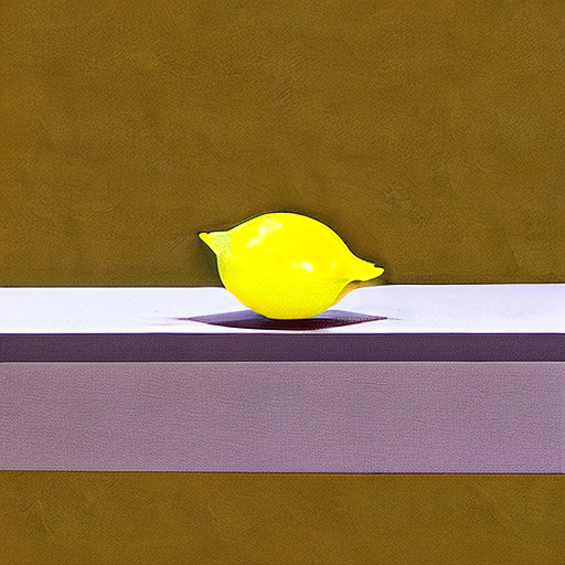 AI generated art representing "lemon on table, still life, minimalist colours."