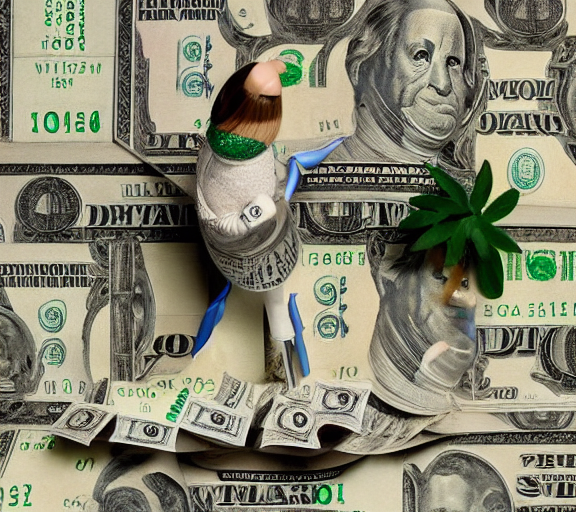 A person standing on a lot of cash