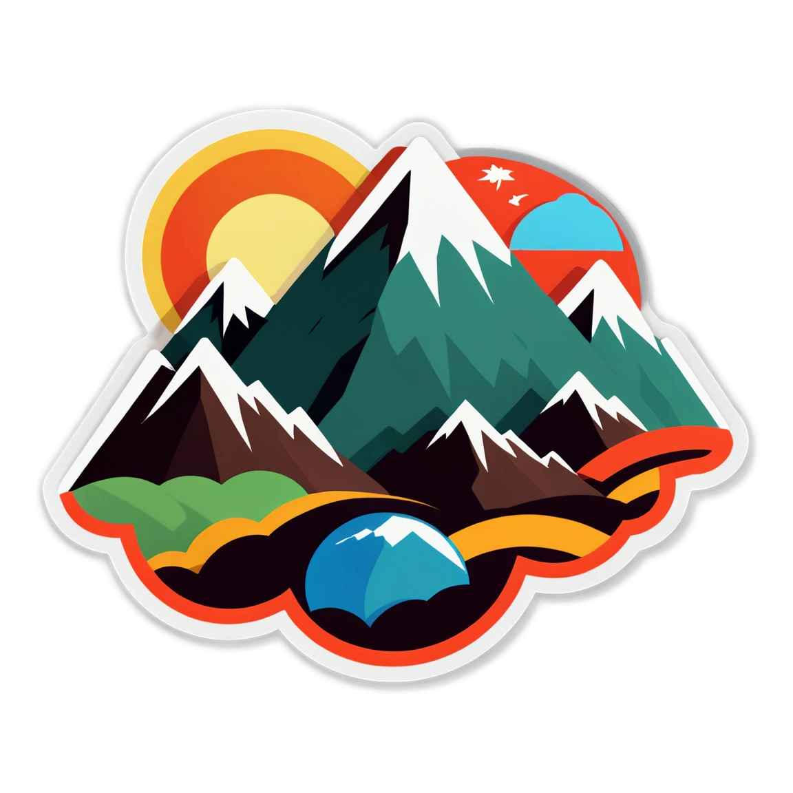 with mountains travel stickers