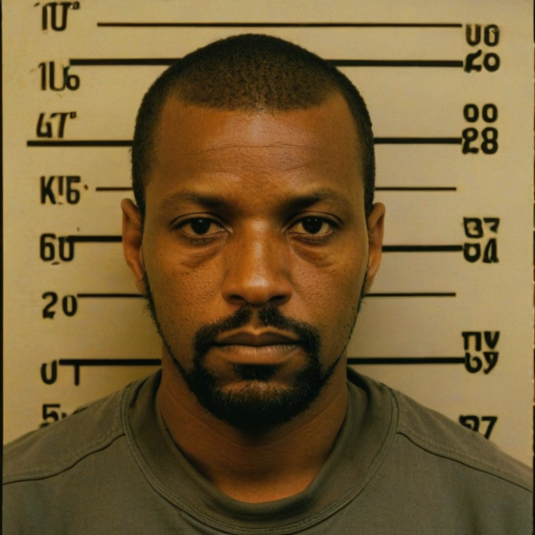 front shot, mugshot photo of a man  looks at viewer, cinematic shot