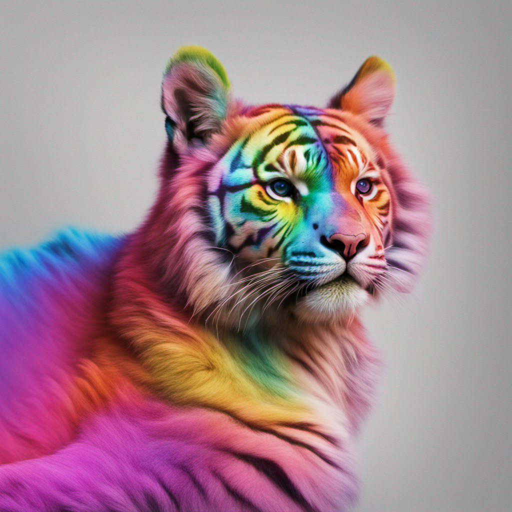 A rainbow colored tiger