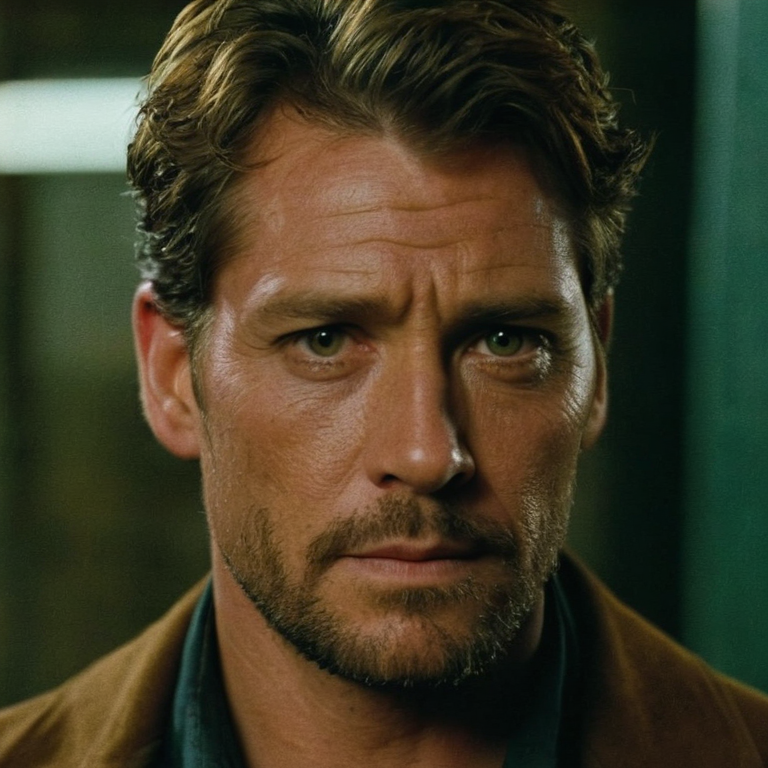 front shot, actor photo of a hthfhfh man  looks at viewer, cinematic shot