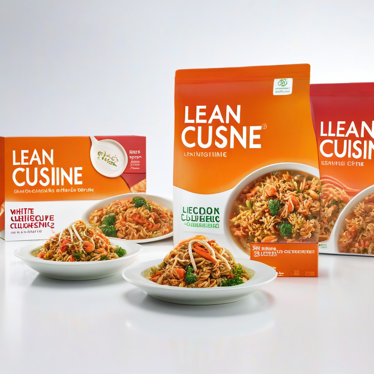 white background, front shot studio 3D render of lean cuisine, cinematic shot