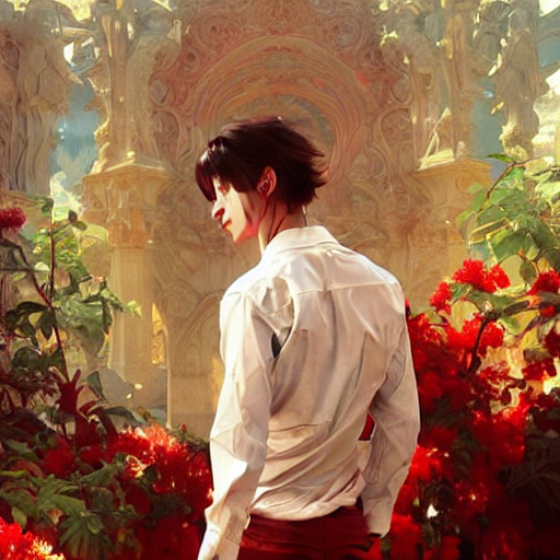 Stable Diffusion prompt: man, In a white shirt, a red - PromptHero
