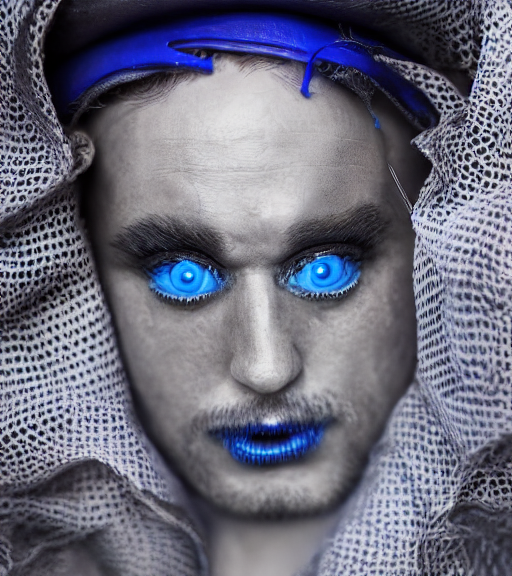 Blue eyes, blue lips man, Caucasian middle aged man, photo realistic 4K