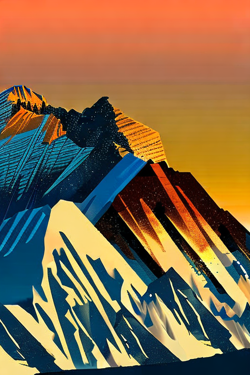 AI generated art representing "mount everest at golden hour, mountains around, cloudy sky, stunning."
