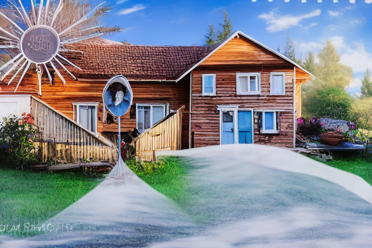 A person standing in front of a house on a sunny day midjourneyv4