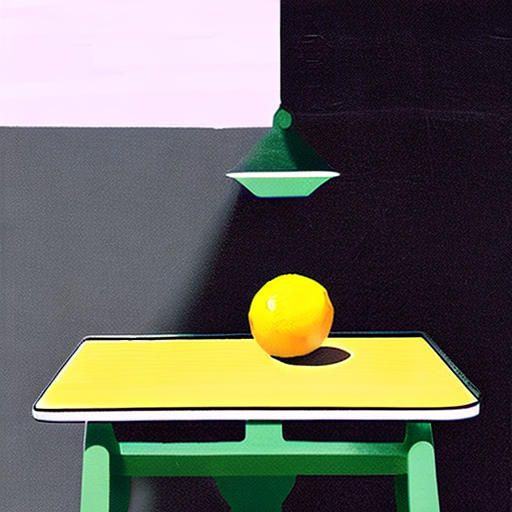 AI generated art representing "lemon on table, still life, minimalist colours."