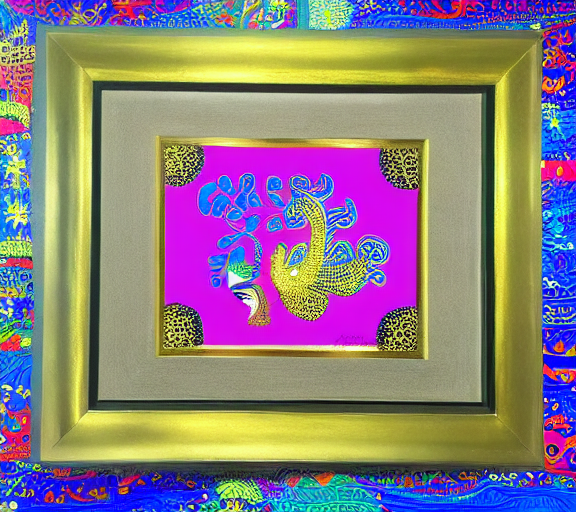 Tanjori style painting with 24k gold of sacred peacock by Yayoi Kusama by Andy Warhol