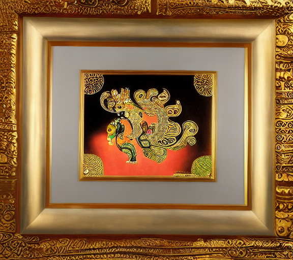 Tanjori style painting with 24k gold of sacred peacock by Gustav Klimt by da Vinci by Frida Kahlo by Norman Rockwell by 