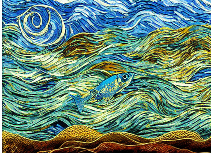 fish and ocean van gogh