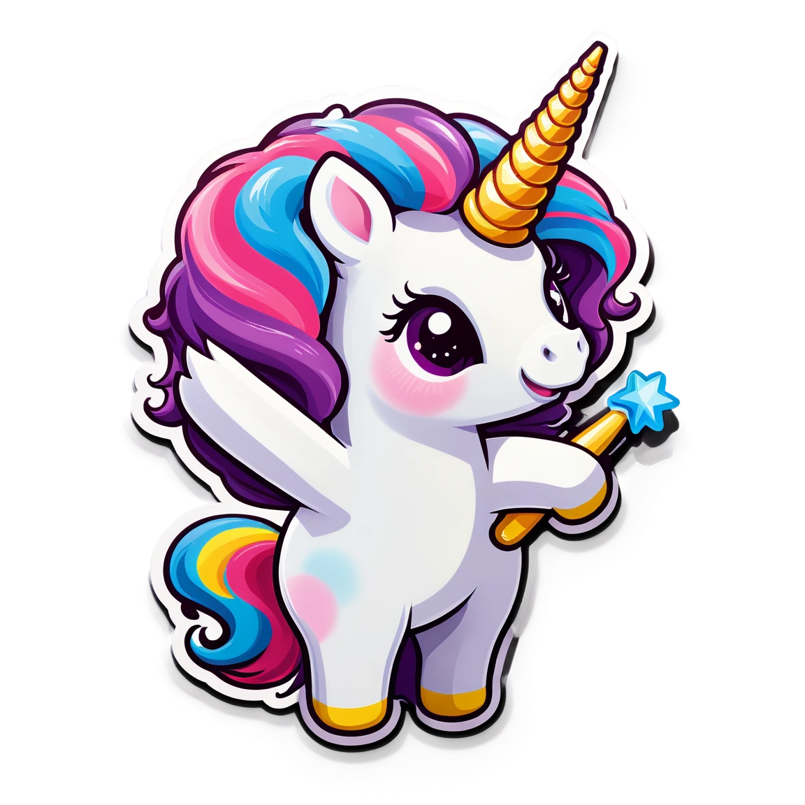 holding a magic wand unicorn stickers