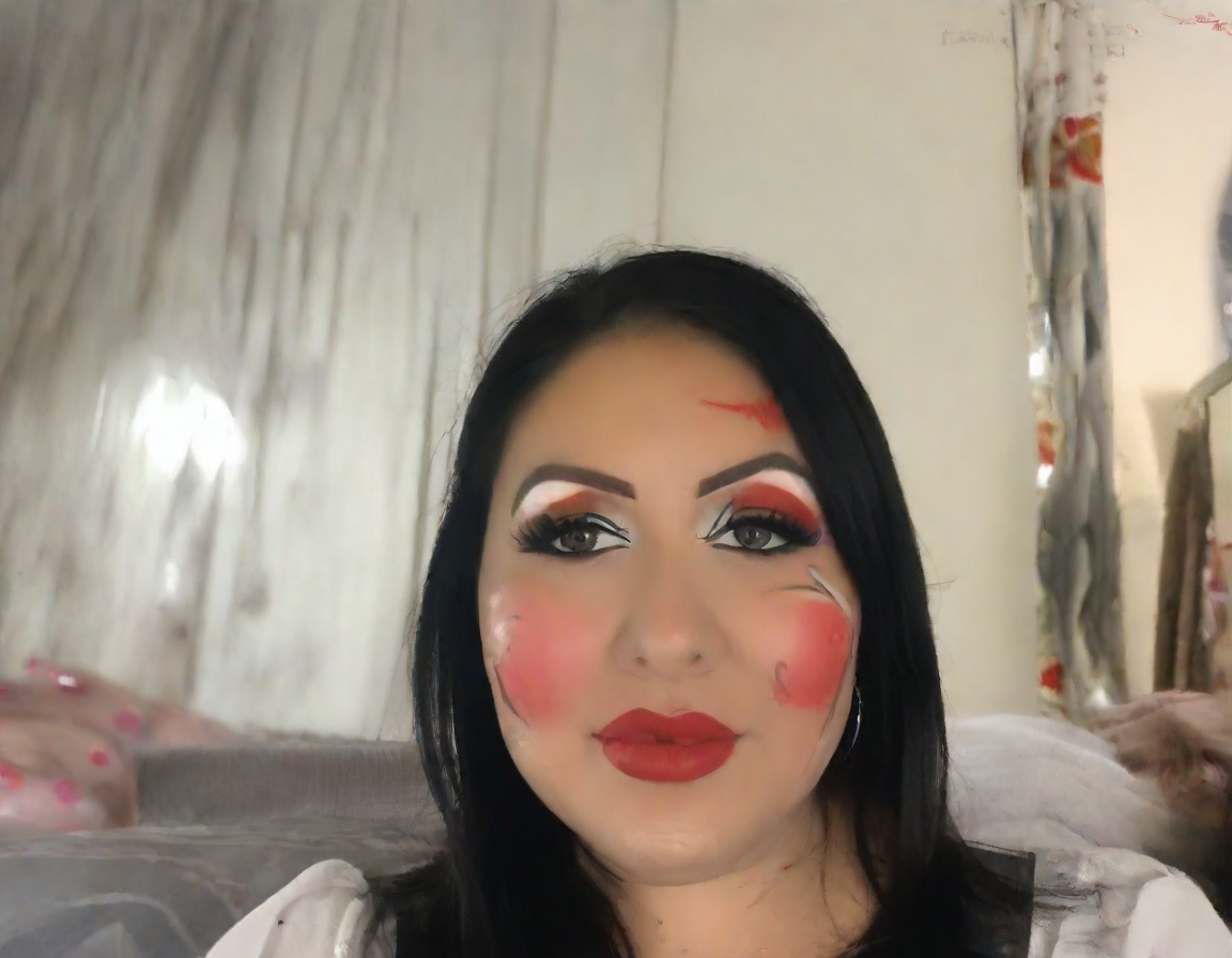 front shot, photo of red lipstick, face painting