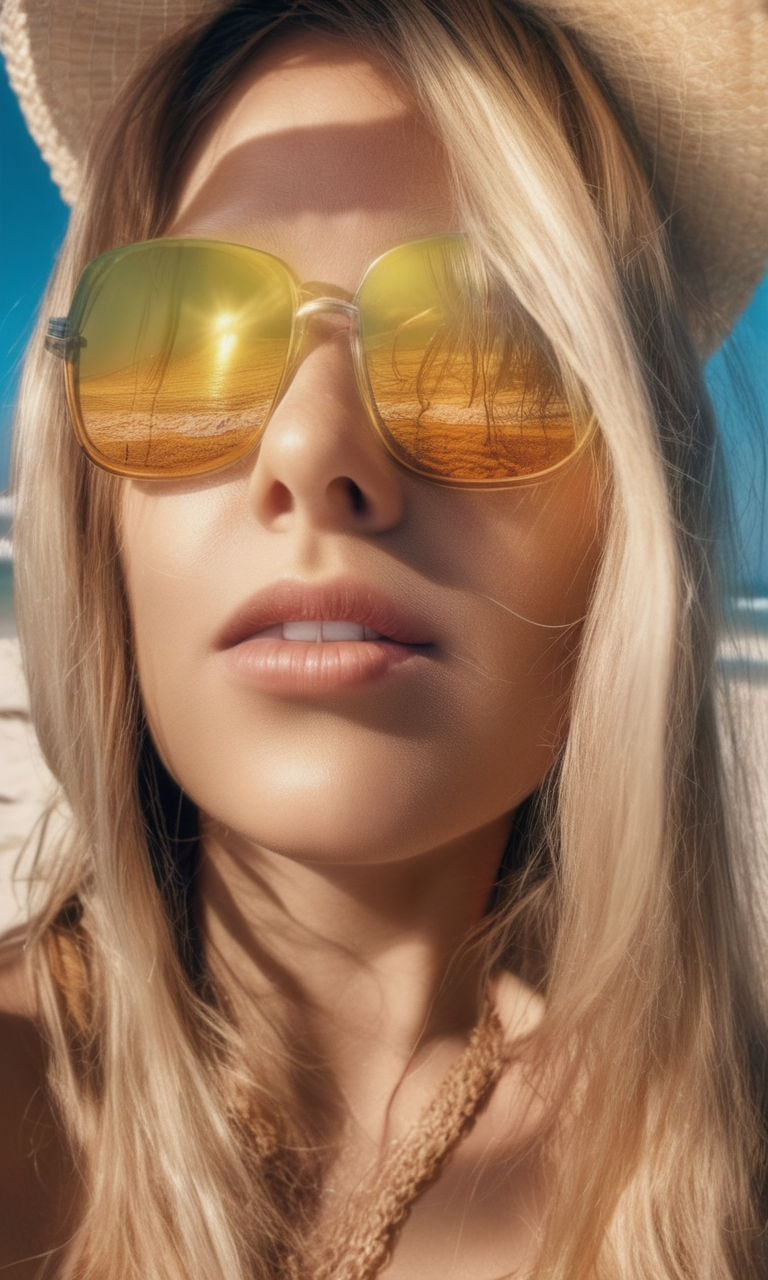 In beach, sunny day, realistic, HD color photograph