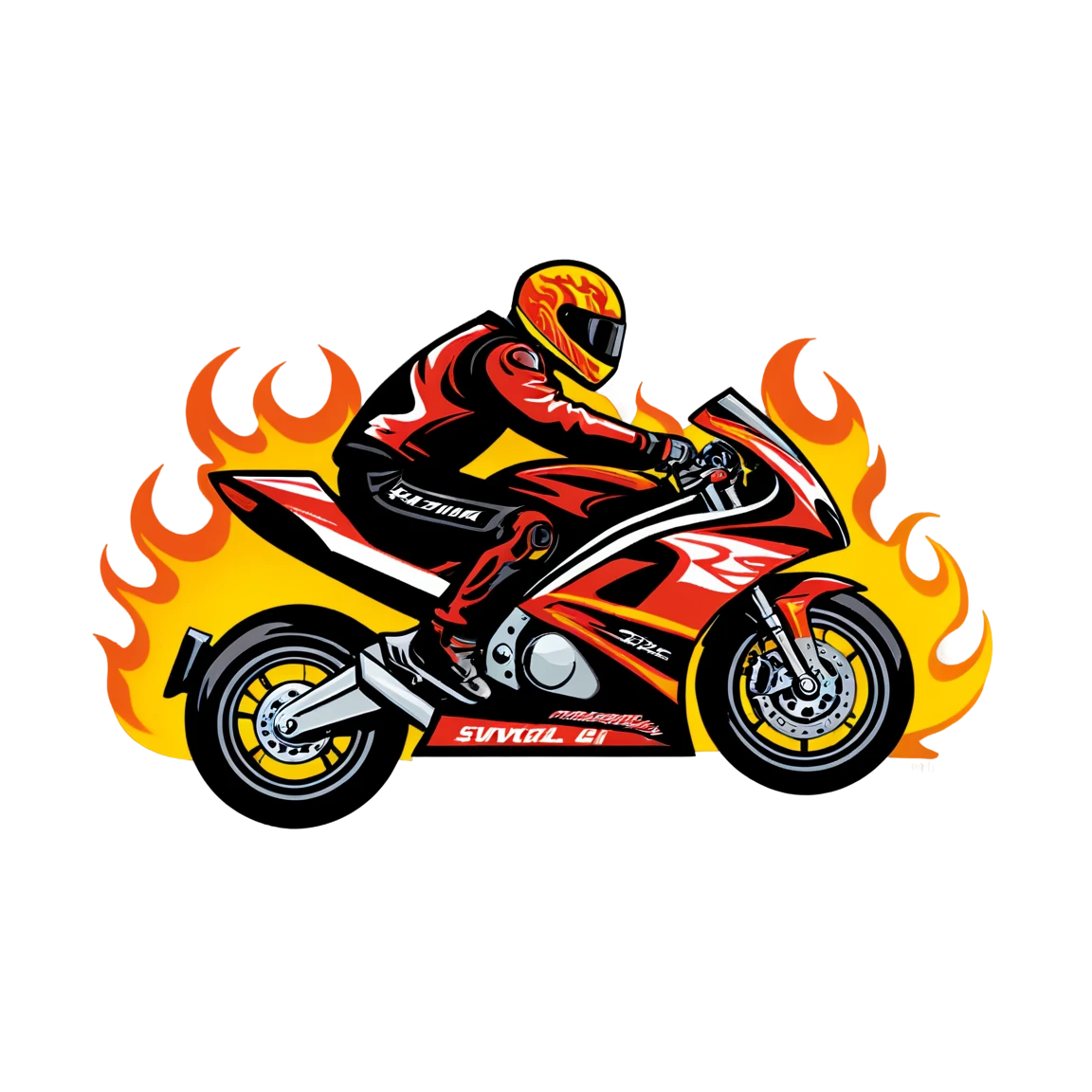 racing, with flames motorcycle stickers